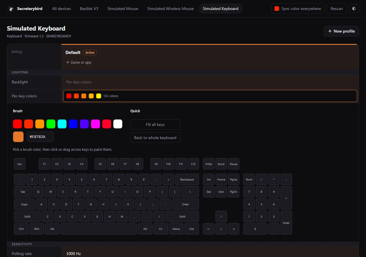 Keyboard page: painting colors onto individual keys